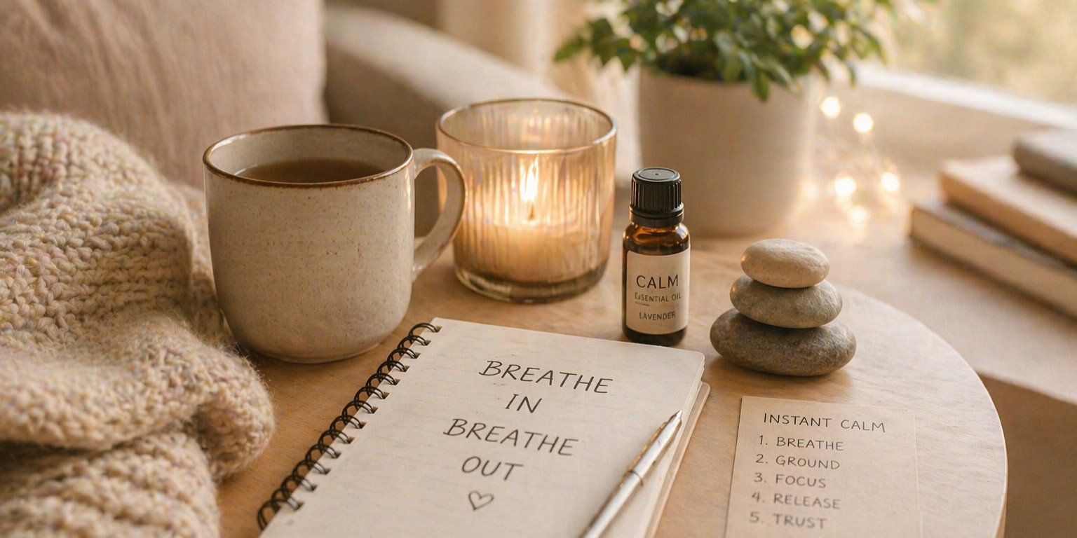 instant calm breathing exercise tea candle anxiety relief